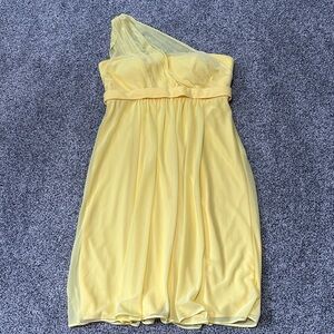 David's Bridal One-Shoulder Yellow Dress